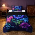thumbnail image 1 of Manfei Neon Dinosaur Wildlife Twin Comforter Sets,Gothic Cloud Stars Bedding Set,Blue Pink,Black Reversible,2pcs,1 Comforter and 1 Pillowcase, 1 of 7