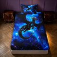 thumbnail image 1 of Manfei Neon Dragon Animals Twin Fitted Sheet,Retro Cloud Starry Sky Bedding,Blue Black,2pcs,1 Fitted Sheet and 1 Pillowcase, 1 of 6