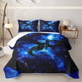 thumbnail image 1 of Manfei Neon Dragon Animals Twin Quilt Set,Retro Cloud Starry Sky Twin Coverlet Set,Blue Black,2pcs,1 Bedspread and 1 Pillowcase, 1 of 7