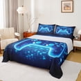 thumbnail image 1 of Manfei Neon Gamepad Bed Sheets 4pcs for Boys, Teens Gamer King Sheets, Black Blue Stereoscopic Cubes Sheet Set, Lightweight Room Decor, 1 of 6