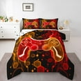 thumbnail image 1 of Manfei Neon Gamepad Boys Bedding Comforter Set, Orange Red Honeycomb Geometric Twin Comforter Sets, Modern Video Game Lover Reversible Bedding Set, Luxury Bedroom Decor, 2 Pieces, 1 of 8