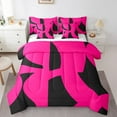 thumbnail image 1 of Manfei Neon Geometric Bed in a Bag Queen Size,Modern Abstract Art Bed Set,Hotpink Black Bedding Queen Size,Microfiber Room Decoration Reversible,7 Pieces, 1 of 7