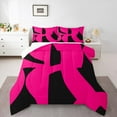 thumbnail image 1 of Manfei Neon Geometric Bedding Queen Comforter Set,Modern Abstract Art Down Comforter,Hotpink Black Bedding Sets Queen with Comforter,Microfiber Room Decoration Reversible,3 Pieces, 1 of 8