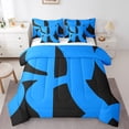 thumbnail image 1 of Manfei Neon Geometric Bedding Sets King Size,Modern Abstract Art Comforter Sets with Sheets,Darkblue Black Bed in a Bag King Size,Microfiber Room Decoration Reversible,7-Piece, 1 of 7