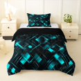 thumbnail image 1 of Manfei Neon Geometric Twin Comforter Sets, Gradient Plaid Bedding Set, Teal and Black, Black Reversible 2 Pieces, 1 Comforter and 1 Pillowcase, 1 of 6
