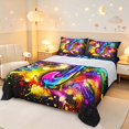 thumbnail image 1 of Manfei Neon Gradient Monogram J Queen Sheets,Paint Splatter Queen Sheet Sets,Black,4pcs,1 Flat Sheet,1 Fitted Sheet and 2 Pillowcases, 1 of 6
