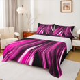 thumbnail image 1 of Manfei Neon Light Stripes Bed Sheets, Abstract Wavy Line Fuul Size Sheets, Pink Black, Black Reversible 4 Pieces1 Flat Sheet + 1 Fitted Sheet + 2 Pillowcases, 1 of 6