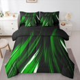 thumbnail image 1 of Manfei Neon Light Stripes Full Size Bedding Sets, Abstract Wavy Line Full Size Bed in a Bag, Green Black, Black Reversible 7 Pieces, 1 of 6