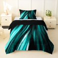 thumbnail image 1 of Manfei Neon Light Stripes Twin Comforter Sets, Abstract Wavy Line Bedding Set, Teal Black, Black Reversible 2 Pieces, 1 Comforter and 1 Pillowcase, 1 of 6
