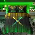 thumbnail image 1 of Manfei Neon Light Sword 7-Piece Twin Bedding Sets,Cartoon Lightsaber Bedding Comforter Set,Green Yellow Black Sheet Sets For Kids,Luxury Bedroom Decor Reversible, 1 of 8