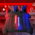 thumbnail image 1 of Manfei Neon Light Sword 7-Piece Twin Bedding Sets,Cartoon Lightsaber Bedding Comforter Set,Red Blue Lines Sheet Sets For Kids,Luxury Bedroom Decor Reversible, 1 of 8