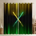 thumbnail image 1 of Manfei Neon Light Sword Black Out Curtains,Cartoon Lightsaber Curtains Pack of 2 (42x63 Each),Green Yellow Black Bedroom Curtains For Kids,Luxury Bedroom Decor, 1 of 6
