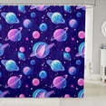 thumbnail image 1 of Manfei Neon Ringed Planets Shower Curtain 72Wx84L,Sprinkle Stars Print Bathroom Shower Curtain,Purple Navy, 1 of 5