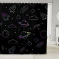 thumbnail image 1 of Manfei Neon Space Rockets Shower Curtain 72Wx78L,Minimalist Planets Bath Curtain,Black, 1 of 5