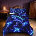 thumbnail image 1 of Manfei Neon T-Rex Animals Queen Comforter Set,Gothic Lightning Comforter Sets Queen,Navy,Black Reversible,3pcs,1 Comforter and 2 Pillowcases, 1 of 7