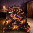 thumbnail image 1 of Manfei Neon T-Rex Full Size Comforter Sets,Gothic Lightning Bedding Comforter Set,Orange,Black Reversible,3 Pieces,1 Comforter and 2 Pillowcases, 1 of 7