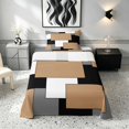 thumbnail image 1 of Manfei Neutral Geometric Checkered Twin Sheets, Abstract Bedding, Black White Beige Gray, Gray Reversible 3-Piece1 Flat Sheet + 1 Fitted Sheet + 1 Pillowcase, 1 of 6