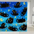 thumbnail image 1 of Manfei Night Black Cat Shower Curtain 72Wx72L, Sky Star Moon Bathroom Curtain, Blue Black, 1 of 5