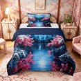 thumbnail image 1 of Manfei Night Fuji Lake Twin Comforter Sets for Teens, Cherry Moon Bedding Set, Blue Pink White, Navy Reversible 2 Pieces, 1 Comforter and 1 Pillowcase, 1 of 6
