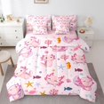 thumbnail image 1 of Manfei Ocean Animal Print Full Size Bedding Sets,Sweet Axolotl Full Size Bed in a Bag For Girls,Pink Light,Pink Reversible,7pcs, 1 of 8