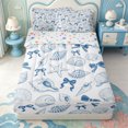 thumbnail image 1 of Manfei Ocean Seashell Bowknot Zipper Twin Comforter Sets with Fitted Sheet and 2 Pillowcases,Ocean Sweet Zipper Bedding Set,Colorful Stars Reversible,4 Pieces, 1 of 7