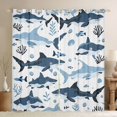 thumbnail image 1 of Manfei Ocean Shark Blackout Curtains, Kawaii Sealife Lover Window Curtains Pack of 2 (38x45 Each), Navy Blue, 1 of 6