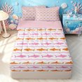 thumbnail image 1 of Manfei Ocean Shark Zipper Full Size Comforter Sets with Fitted Sheet and 2 Pillowcases, Cartoon Wave Lines Zipper Bedding Set, Orange Hot Pink, Pink Reversible, 4 Pieces, 1 of 7