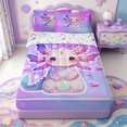 thumbnail image 1 of Manfei Ocean-Themed Axolotl Zipper Twin Comforter Sets with Fitted Sheet and 2 Pillowcases,Cartoon Animals Print Zipper Bedding Set,Colorful Stars Reversible,4 Pieces, 1 of 7