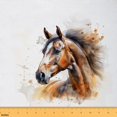 thumbnail image 1 of Manfei Oil Painting Horse Fabric by the Yard (3 Yards), Brown Animal Decorative Fabric by the Yard, Rustic Farmhouse Sewing & Crafting Fabric, 1 of 6