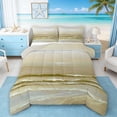 thumbnail image 1 of Manfei Oil Painting Ocean Wave Queen Comforter Set for Kids Boys and Girls, Yellow Coastal Bedding Comforter Set, Gray Reversible 3pcs, 1 Comforter and 2 Pillowcases, 1 of 6