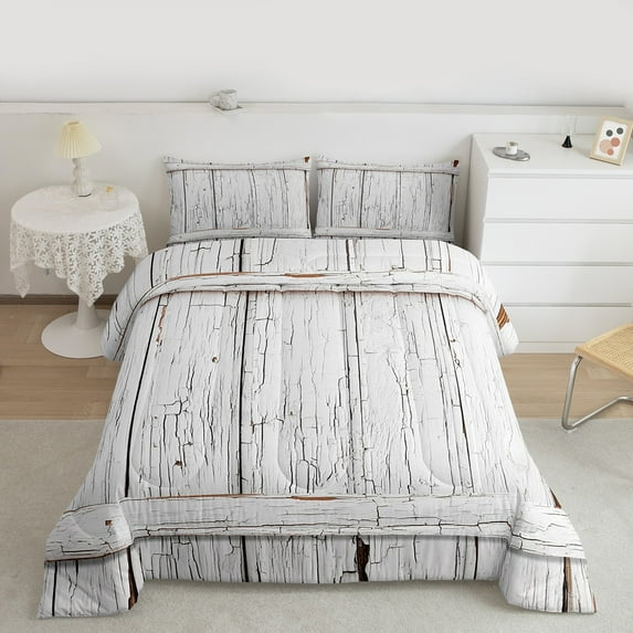Manfei Old Barn Door Bedding Comforter Set,Rustic Wood Twin Comforter Sets,Country Farmhouse Cabin Bedding Set For Adults,Breathable Home Decor Reversible,2 Pieces