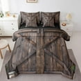 thumbnail image 1 of Manfei Old Wooden Board 7pcs Bedding Comforter Set,Country Farmhouse Lodge Queen Bedding Sets,Western Farm Queen Sheet Sets For Adult,Microfiber Bedroom Decor Reversible, 1 of 8