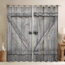 Manfei Old Wooden Board Black Out Curtains,Country Farmhouse Lodge Curtains Pack of 2 (42x63 Each),Rustic Western Farm Bedroom Curtains For Adults,Microfiber Bedroom Decor