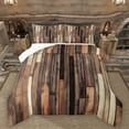 thumbnail image 1 of Manfei Old Wooden Strip Queen Comforter Set,Rustic Farmhouse Bedding Sets,Brown Beige Bedding Comforter Set For Teens,Ultra Soft Home Decor Reversible,3 Pieces, 1 of 8
