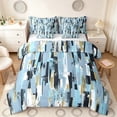 thumbnail image 1 of Manfei Ombre Brushstroke Queen Bedding, Blue Tone Gradient Bedding Comforter Set Queen, Reversible 7-Piece, 1 of 6