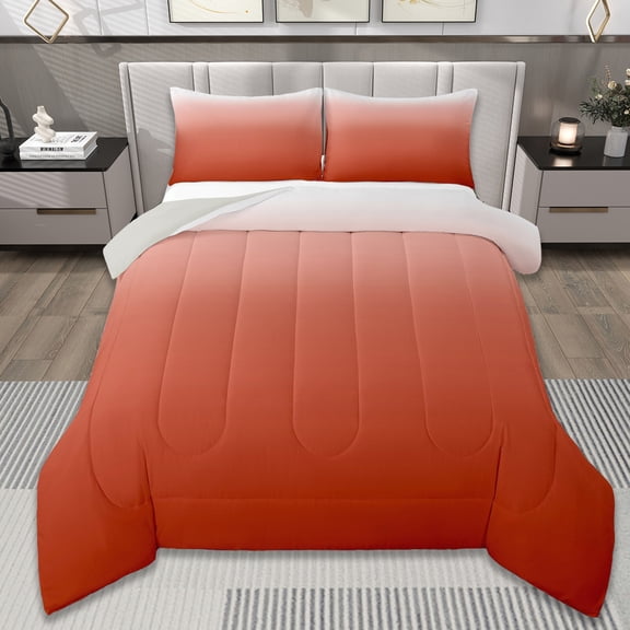Manfei Orange Bedding Sets Twin with Comforter,White Gradient Duvet Insert,Modern Abstract Art Comforter Sets Twin Size,Ultra Soft Room Decorative Reversible,2pcs