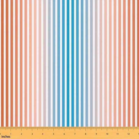 Manfei Orange Blue Stripe Fabric by the Yard 1 Yard, Azure Line Home ...