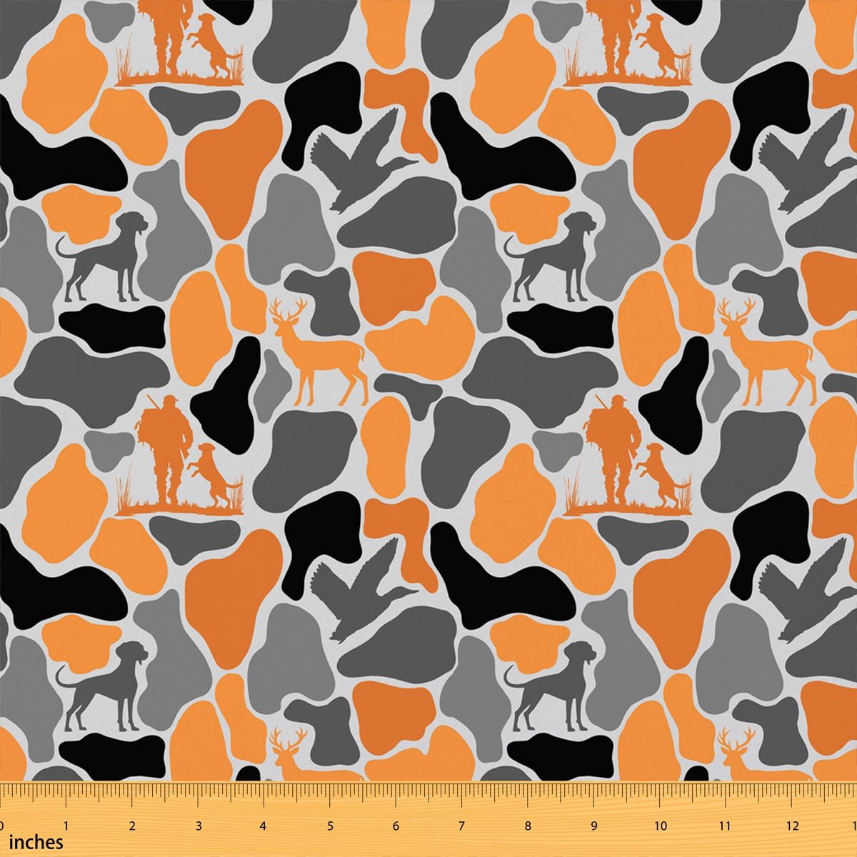 Manfei Orange Camouflage Fabric by the Yard 2 Yards, Camo Bird Sewing ...