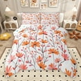 thumbnail image 1 of Manfei Orange Groovy Floral Queen Comforter Set for Kids, Rustic Plant Botanical Bedding Sets, Kawaii Cartoon Reversible Bedding Comforter Set, Breathable Home Decor, 3 Pieces, 1 of 9