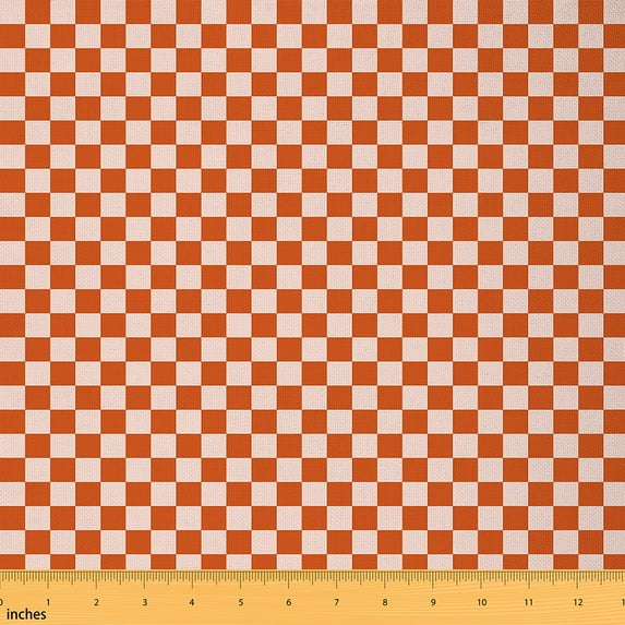 Manfei Orange Pink Plaid Fabric by the Yard (3 Yards) for Girls, Geometric Buffalo Patchwork Decorative Fabric by the Yard, Grid Checkered Sewing & Crafting Fabric