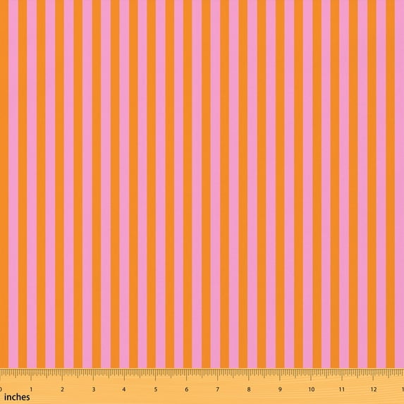 Text Tile Material Manfei Orange Pinstripe Fabric by the Yard 1 Yard, White Streak Home ...