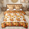 thumbnail image 1 of Manfei Orange Pumpkin Bedding Comforter Set 7-Piece for Kids Girls, Garden Sunflower Floral Full Bedding Set, Thanksgiving Day Gifts Fitted Sheet Flat Sheet, Breathable Home Decor, 1 of 8