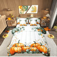thumbnail image 1 of Manfei Orange Pumpkin Bedding Sets King Size,Thanksgiving Day Bed in a Bag King size,Tree Leaves Bedding King Size,Microfiber Festival Room Decoration,Reversible,7-Piece, 1 of 6