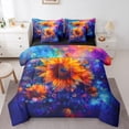 thumbnail image 1 of Manfei Orange Sunflower 7-Piece Bedding Comforter Set,Rustic Floral King Bedding Sets,Watercolor Flower Bed Sheets For Girls Kids,Super Cozy Room Decor Reversible, 1 of 8