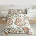 thumbnail image 1 of Manfei Paisley Flower Queen Comforter Set,Boho Theme Bedding Sets,Orange Green White Bedding Comforter Set For Adults,Microfiber Bedroom Decor Reversible,3pcs, 1 of 8