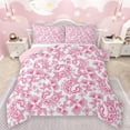 thumbnail image 1 of Manfei Paisley Queen Comforter Set,Retrp Rustic Flower Bedding Sets,Pink White Bedding Comforter Set For Girl,Luxury Bedroom Decor Reversible,3-Piece, 1 of 8