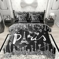 thumbnail image 1 of Manfei Paris Eiffel Tower 7-Piece Twin Bedding Sets, Black Diamond Sequin Print Bedding Comforter Set, Romantic Princess Style Reversible Sheet Sets, Breathable Home Decor, 1 of 8