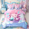 thumbnail image 1 of Manfei Pastel Axolotl Pattern 7-Piece Twin Bedding,3D Print Salamander Bedding Comforter Set,Pink Reversible, 1 of 7