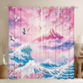 thumbnail image 1 of Manfei Pastel Fuji Wave Black Out Curtains for Home, Sakura Crane Curtains Pack of 2 (42x63 Each) for Office, Pink Blue White, 1 of 6