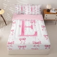 thumbnail image 1 of Manfei Pastel Pink Circle Zipper Full Size Comforter Sets with Fitted Sheet and 2 Pillowcases For Kids,Kawaii Letter E Monogram Zipper Bedding Set For Girls,Pink Reversible,4 Pieces, 1 of 7
